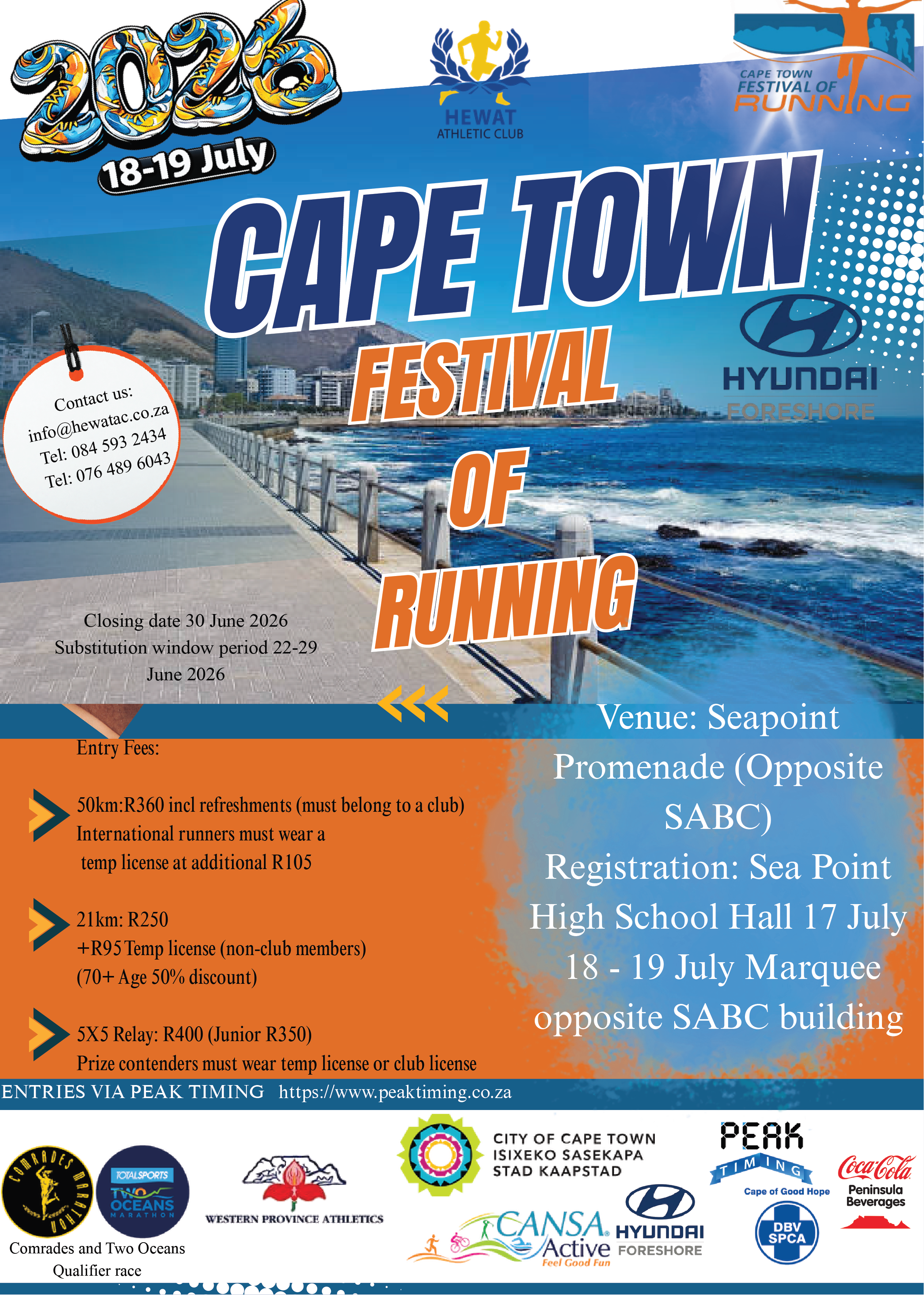 Cape Town Festival of Running 2026 flyer